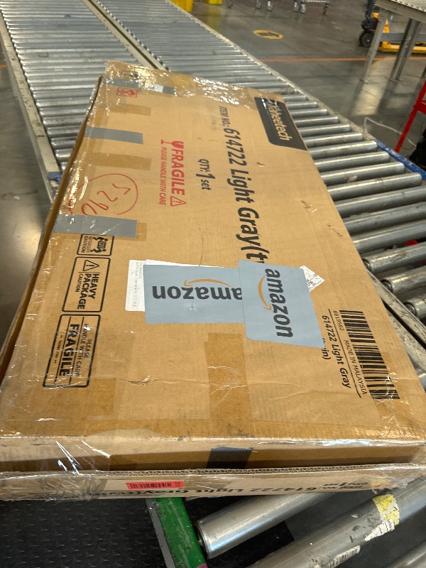 Photo 1 of ** NEW / INCLUDED HARDWARE** Yaheetech Twin Bed Frame Upholstered Platform Bed with Wing Side/Wooden Slat Support/Tufted Headboard with Wing Side/Mattress Foundation/No Box Spring Needed,Light Gray Twin Bed