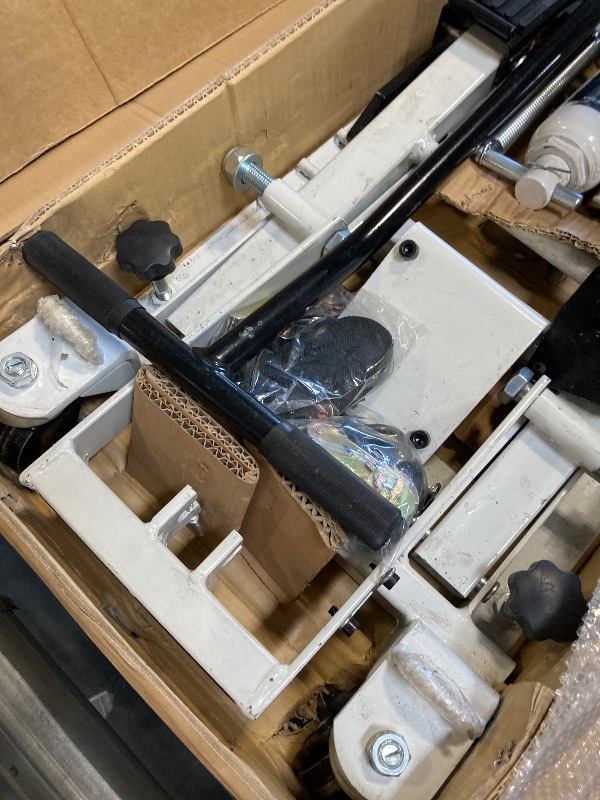 Photo 1 of ** VERY USED/ UNTESTED** SPOFLYINN Hydraulic Motorcycle Lift Jack Foot-Operated Motorcycle Lift Table with 4 Wheels 1500 LBS Capacity 4.5" - 15" Lifting Range Grey