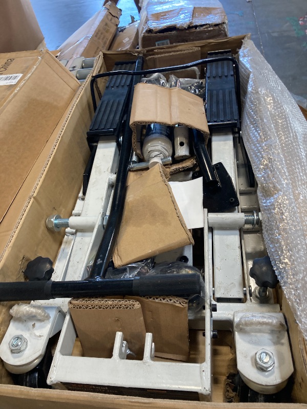 Photo 1 of ** VERY USED/ UNTESTED** SPOFLYINN Hydraulic Motorcycle Lift Jack Foot-Operated Motorcycle Lift Table with 4 Wheels 1500 LBS Capacity 4.5" - 15" Lifting Range Grey