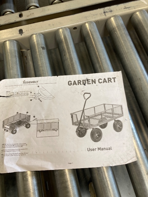 Photo 1 of ** USED / INCLUDED MANUAL** GarveeLife Heavy Duty Steel Garden Cart, 500 LBS Capacity 3 in 1 Pullable Garden Wagon with 10 in Wheels, for Gardening Soil, Tools, and Plant Transport