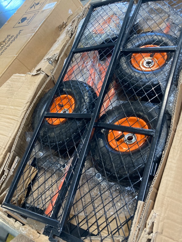 Photo 1 of ** USED / INCLUDED MANUAL** GarveeLife Heavy Duty Steel Garden Cart, 500 LBS Capacity 3 in 1 Pullable Garden Wagon with 10 in Wheels, for Gardening Soil, Tools, and Plant Transport