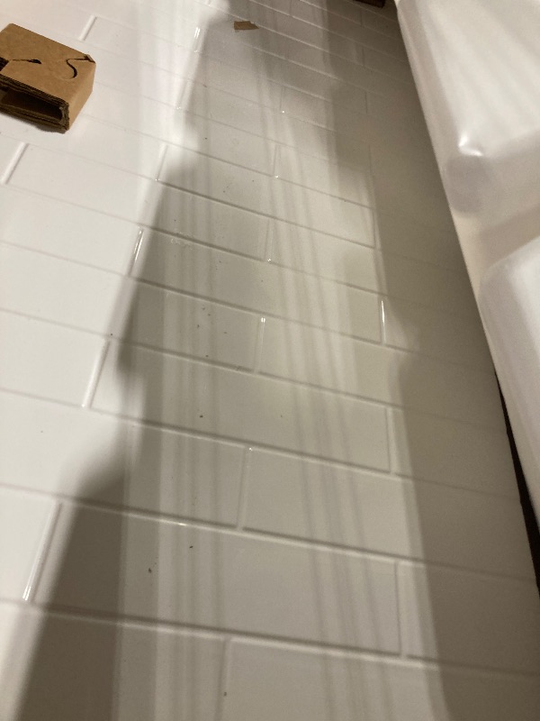 Photo 1 of ** USED**Noah William Home White Polystyrene Tub Wall Surround 36"x 60"x 58" - Waterproof, Easy-to-Install, Two Shelf Units Kit Included - Bathtub Wall Surround Panels - Subway Tiles Pattern, Classic Shelves