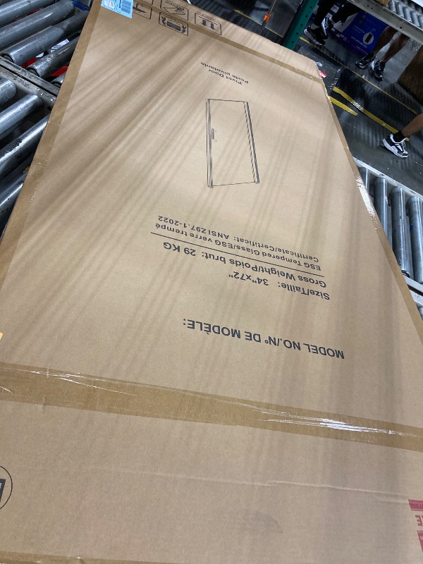 Photo 1 of ** BRAND NEW ITEM / INCLUDED HARDWARE AND MANUAL** **Bathroom Shower Door, Frameless Tempered Glass Shower Door, 34”W x 72”H Shower Panel, H-Type Single Shower Swing Door, Matte Black Finish with Handle