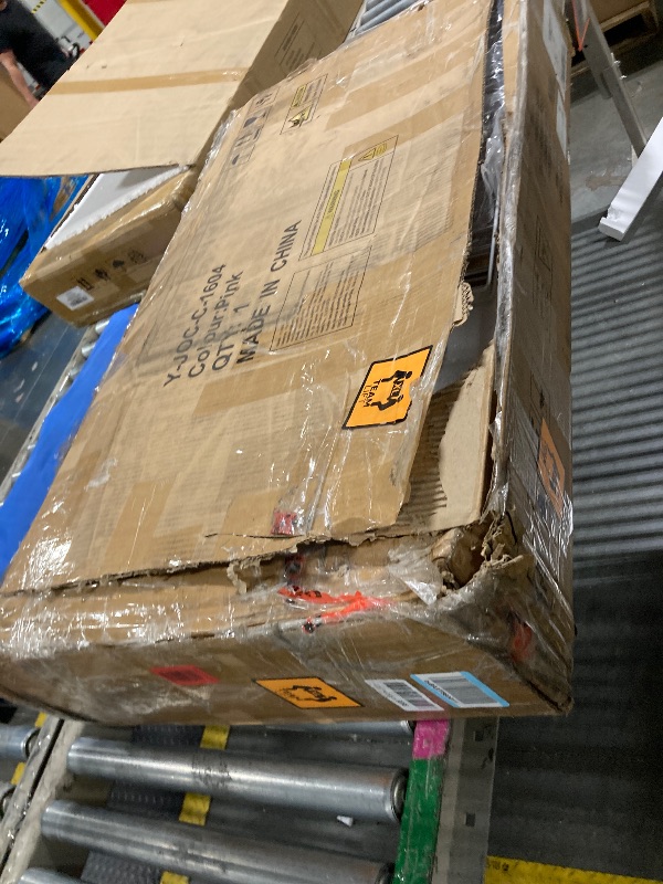 Photo 1 of ** USED ** Twin Upholstered LED Bed Frame with 2 Storage Drawers and 2-Tier Storage Bookcase Headboard, Velvet Princess Platform Bed for Kids/Girls/Boys, Heavy Duty Metal Support, No Box Spring Needed, Pink