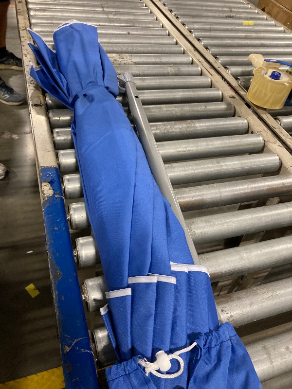 Photo 1 of ** USED** AMMSUN 8 Feet Large Beach Umbrella with Sand Anchor Heavy Duty High Wind Portable Outdoor Umbrellas UPF 50+ Protection Air Vent Tilt Patio Garden Pool Blue