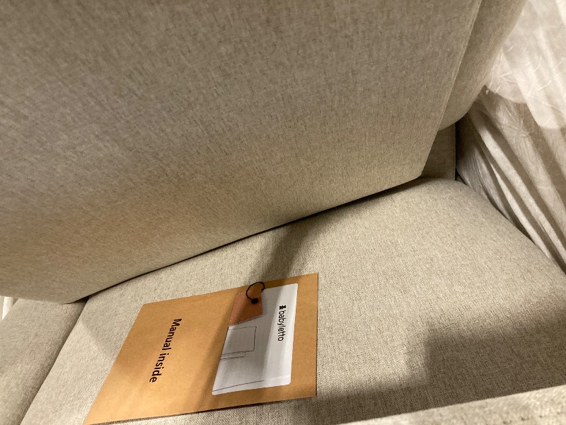 Photo 1 of ** NEW** Babyletto Cali Pillowback Swivel Glider in Performance Beach Eco-Weave, Water Repellent & Stain Resistant, Greenguard Gold and CertiPUR-US Certified