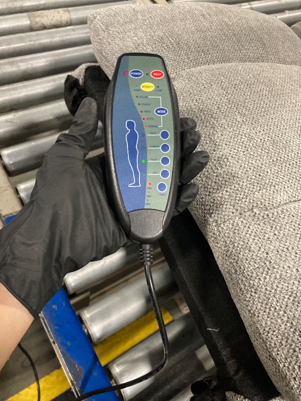 Photo 1 of ** NEW/ FUNCTIONAL TESTED** Phoenix Home Manual Recliner Chair with Massage and Heat Ergonomic Overstuffed Breathable Fabric Reclining Chair with 2 Side Pockets, 2 Cup Holders, Remote Control, Living Room, Bedroom, Gray