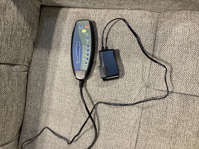 Photo 1 of ** NEW/ FUNCTIONAL TESTED** Phoenix Home Manual Recliner Chair with Massage and Heat Ergonomic Overstuffed Breathable Fabric Reclining Chair with 2 Side Pockets, 2 Cup Holders, Remote Control, Living Room, Bedroom, Gray