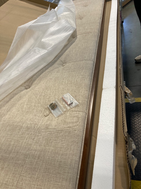 Photo 1 of ** BRAND NEW ITEM ** Modway MOD-6235-WAL-BEI Collins Tufted King Fabric and Wood Headboard, Walnut Beige