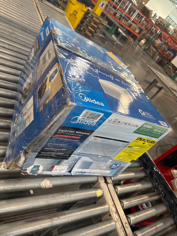 Photo 1 of ** USED / FUNCTIONAL TESTED** Midea 8,000 BTU Smart Inverter Air Conditioner Window Unit with Heat and Dehumidifier – Cools up to 350 Sq. Ft., Energy Star Rated, Quiet Operation, Electronic Controls, Remote Control, White