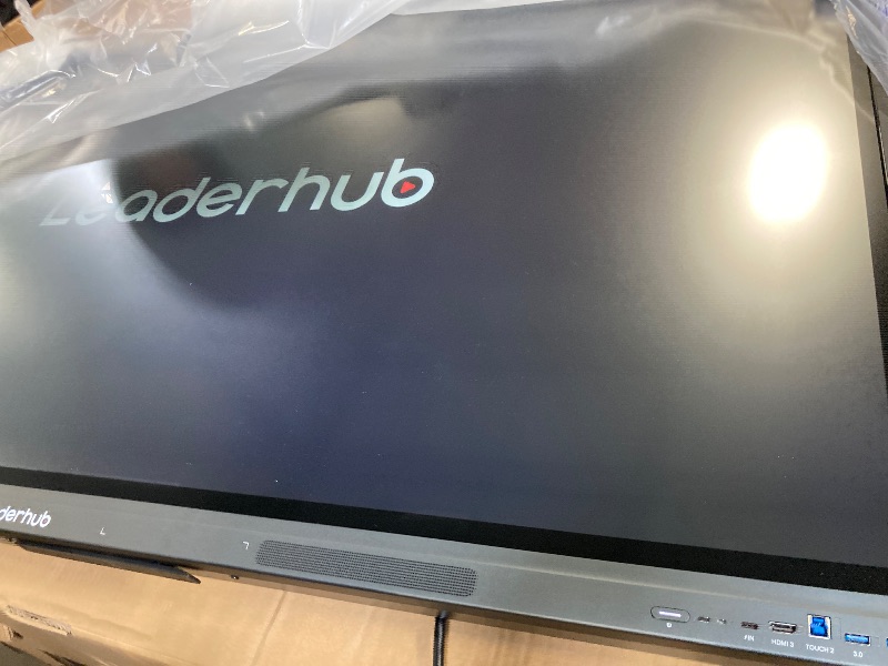Photo 1 of ** BRAND NEW ITEM / SMALL DETAIL ON SCREEN, TURNS ON PERFECTLY, TOUCH WORKS PERFECTLY ** leaderhub Smart Board, 65inch 4K UHD with 50MP Camera 8Mic, All in One Smartboard with AI Recognition,Digital Touch Screen for Meeting and Education (Wall Bracket,Cas
