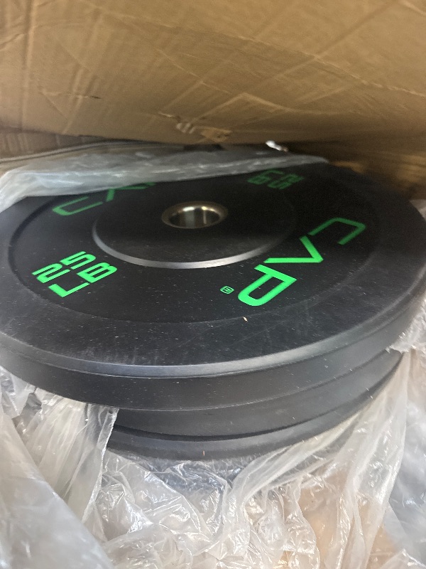 Photo 1 of ** USED**CAP Barbell 100 LB Economy Olympic Bumper Plate Set with Color Logo | Black