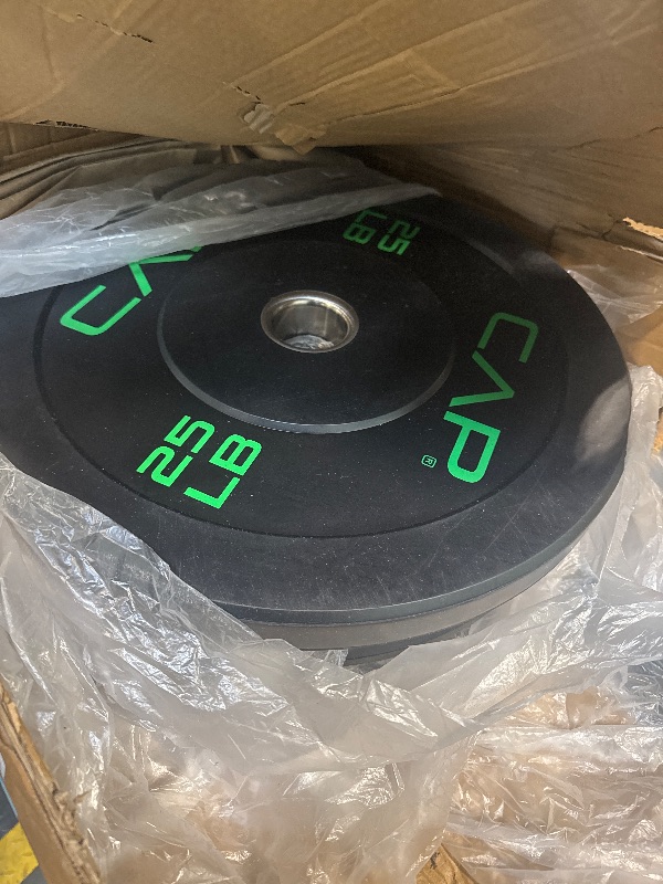 Photo 1 of ** USED**CAP Barbell 100 LB Economy Olympic Bumper Plate Set with Color Logo | Black