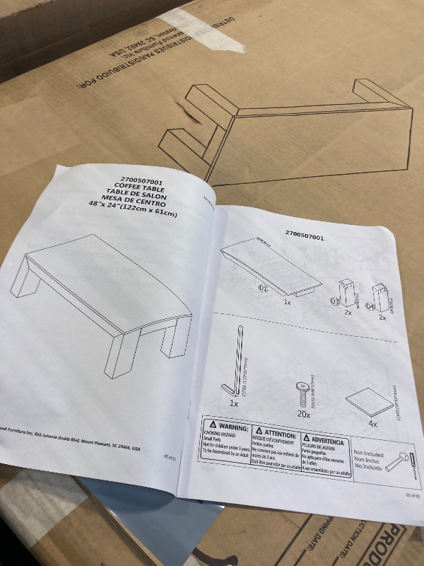 Photo 1 of ** USED/INCLUDED MANUAL AND HARDWARE   ** Plank+Beam Modern Rectangular Coffee Table, 48", Medium Sized Coffee Table, Center Tables for Small Spaces, Living Space Medium Tea Table, Pecan Wirebrush