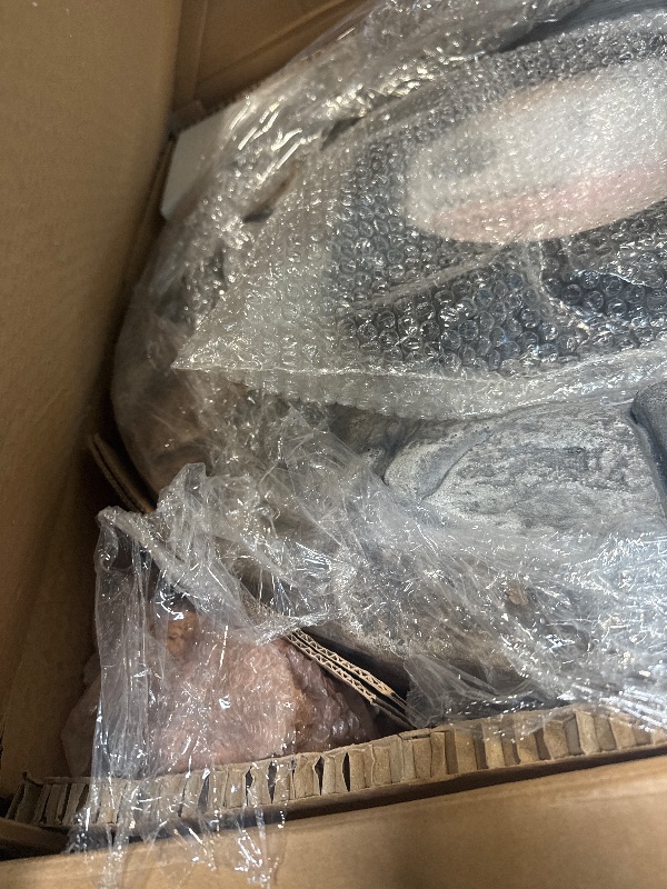 Photo 1 of ** BRAND NEW ITEM ** Teamson Home 28 in. Outdoor Round Propane Gas Smokeless Fire Pit with Sturdy Faux Stacked Stone Base, Quick Ignition and Weather-Resistant PVC Cover, Gray