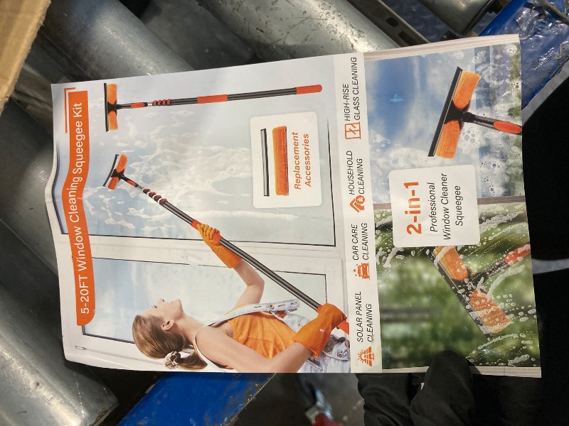 Photo 1 of ** NEW ** 26FT High Window Cleaning Kit with Pole, 2 in 1 Window Squeegee for Window Cleaning,5-20FT Professional Window Cleaning Kit with Pole,180°Rotatable Squeegee for Indoor/Outdoor High Windows,Home,Car