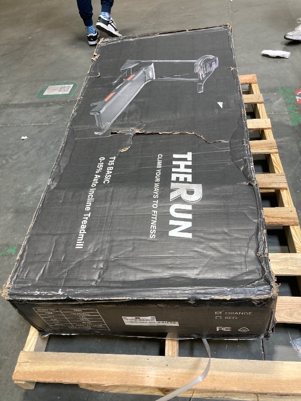 Photo 1 of ** BRAND NEW ITEM / INCLUDED HARDWARE ** THERUN Incline Treadmill, Treadmills for Running and Walking, 300 lbs Weight Capacity Folding Treadmill with 0-15% Auto Incline, Wide Belt, 3.5 HP, App, Heart Rate, Orange