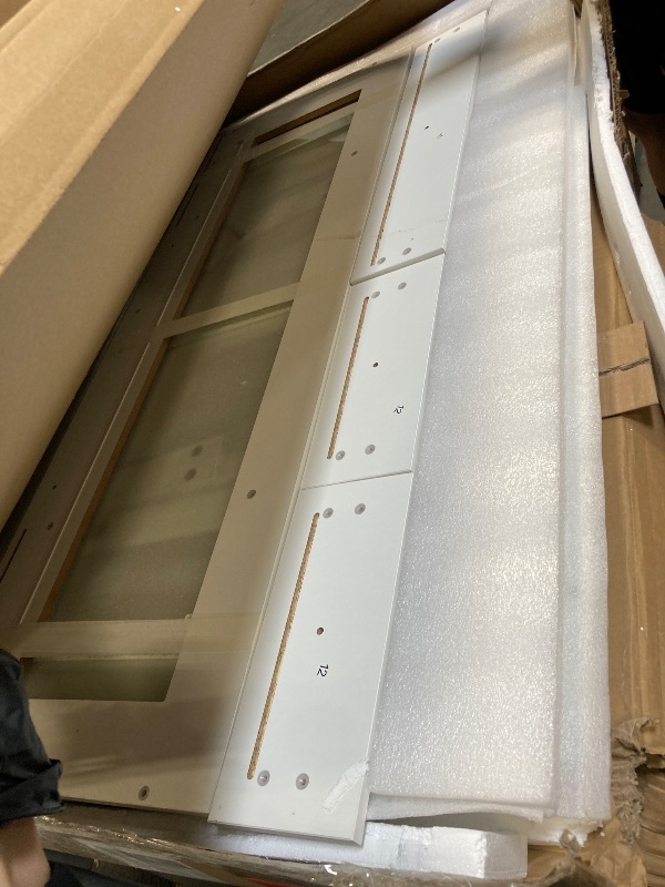 Photo 1 of ** BRAND NEW ITEM / FUNCTIONAL TESTED** Pamapic Makeup Vanity with Lighted Mirror, Glass Top Vanity Desk with Power Outlet, 3-Drawer White Vanity, Makeup Table with Adjustable 3 Color Modes