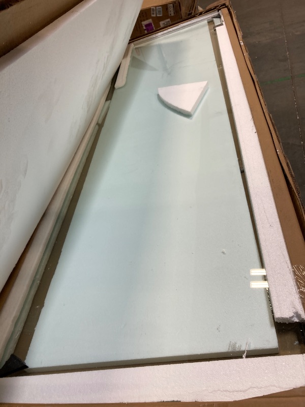 Photo 1 of ** In good condition **Fab Glass And Mirror Fixed Shower Tempered Glass Panel 24" X 76" With 3/8" Thickness, Water Repellent, Brushed Nickel Finish