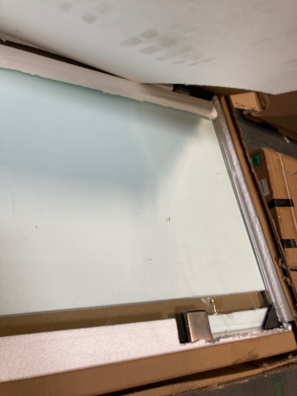 Photo 1 of ** In good condition **Fab Glass And Mirror Fixed Shower Tempered Glass Panel 24" X 76" With 3/8" Thickness, Water Repellent, Brushed Nickel Finish