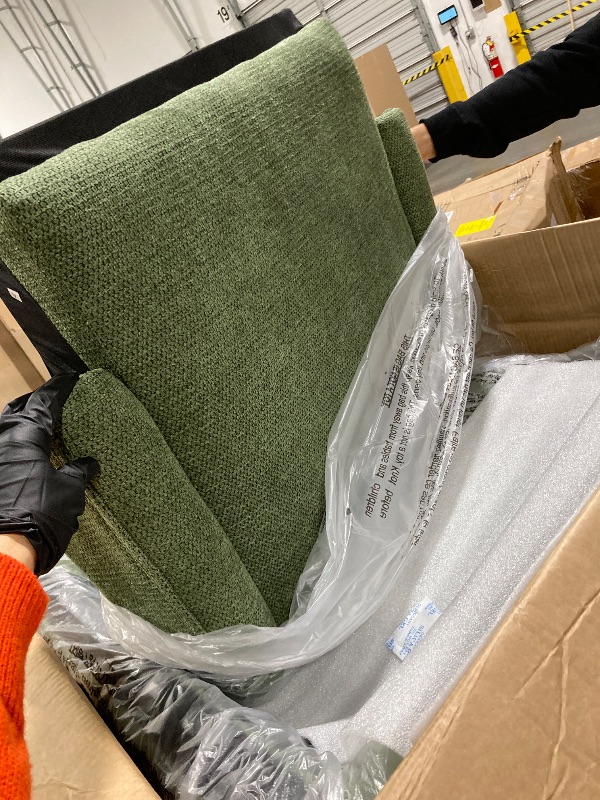 Photo 1 of ** BRAND NEW ITEM** COLAMY Modern Wingback Living Room Chair, Upholstered Fabric Accent Armchair, Single Sofa Chair with Lounge Seat and Wood Legs for Bedroom/Office/Reading Spaces, Green