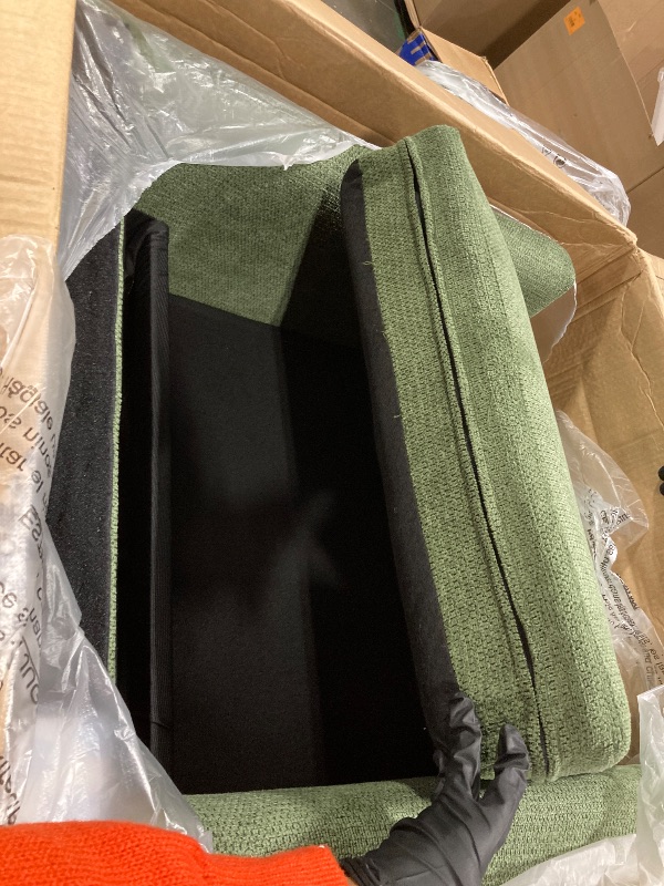 Photo 1 of ** BRAND NEW ITEM** COLAMY Modern Wingback Living Room Chair, Upholstered Fabric Accent Armchair, Single Sofa Chair with Lounge Seat and Wood Legs for Bedroom/Office/Reading Spaces, Green