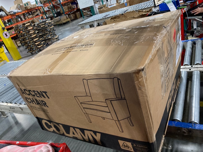 Photo 1 of ** BRAND NEW ITEM** COLAMY Modern Wingback Living Room Chair, Upholstered Fabric Accent Armchair, Single Sofa Chair with Lounge Seat and Wood Legs for Bedroom/Office/Reading Spaces, Green