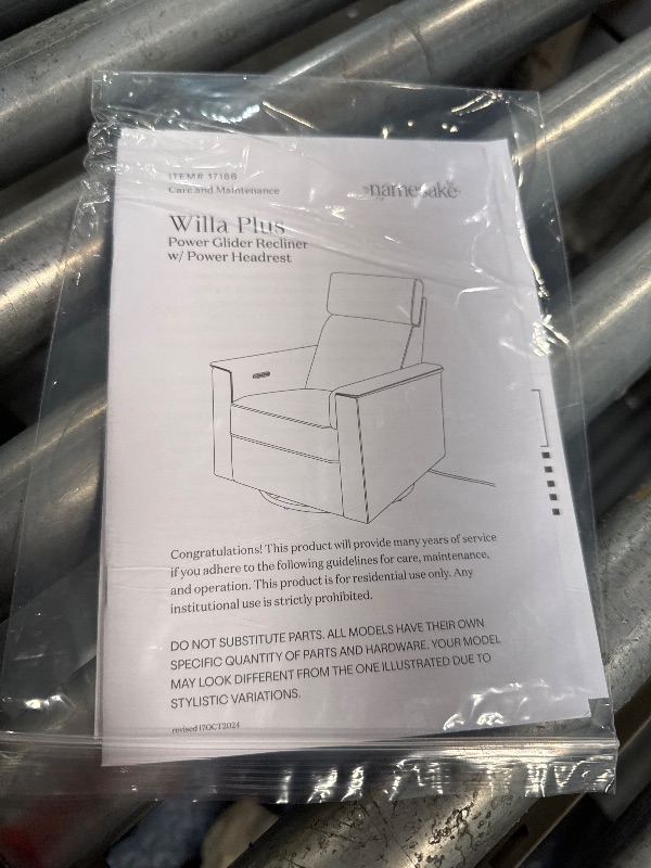 Photo 1 of ** NEW/ TESTED FUNCTIONAL ** NAMESAKE Willa Plus Electric Power Recliner Chair with Headrest & USB Ports - Water & Stain Resistant Nursery Glider Rocking Chair for Nursing - GREENGUARD Gold Certified 270° Swivel Glider Recliner