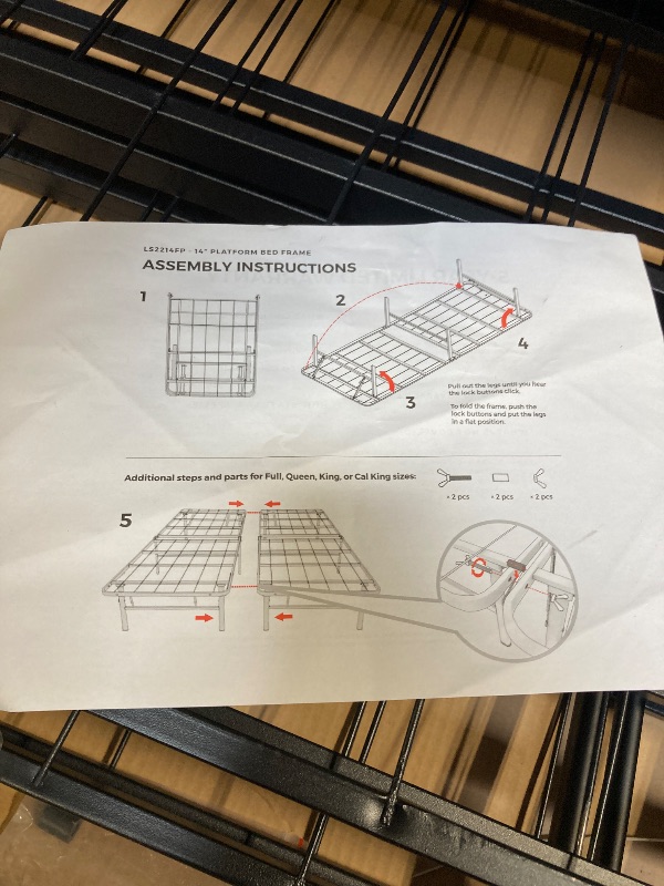 Photo 1 of ** USED** Linenspa Folding Metal Platform Bed Frame - No Box Spring Needed - Underbed Storage - Simple Tool Free Assembly - Mattress Foundation - 14" High - Traditional Design - Sturdy Steel - King Size