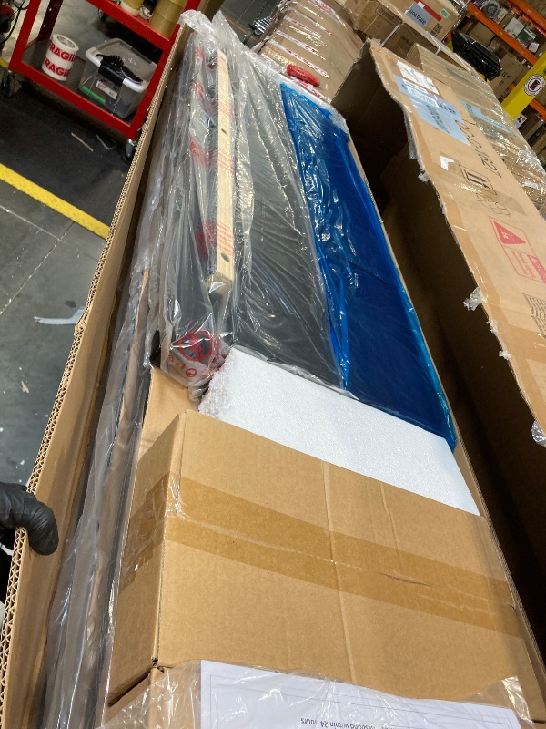 Photo 1 of ** NEW** Jocoevol Queen Size Floating Bed Frame with Ergonomic Hidden Storage Headboard and LED Lights, Visual Floating LED Bed Frame with Charing Station, Leather Upholstered Platform Bed, Heavy Duty, Black