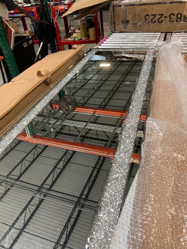 Photo 1 of ** USED/ MISSING CABLE/  UNTESTED** Hasipu 65"×22" LED Full-Length Mirror Crystal Crush Diamond, Wall Mounted Diamond Mirror Leaning for Living Room Bedroom Dimming & 3 Color Modes