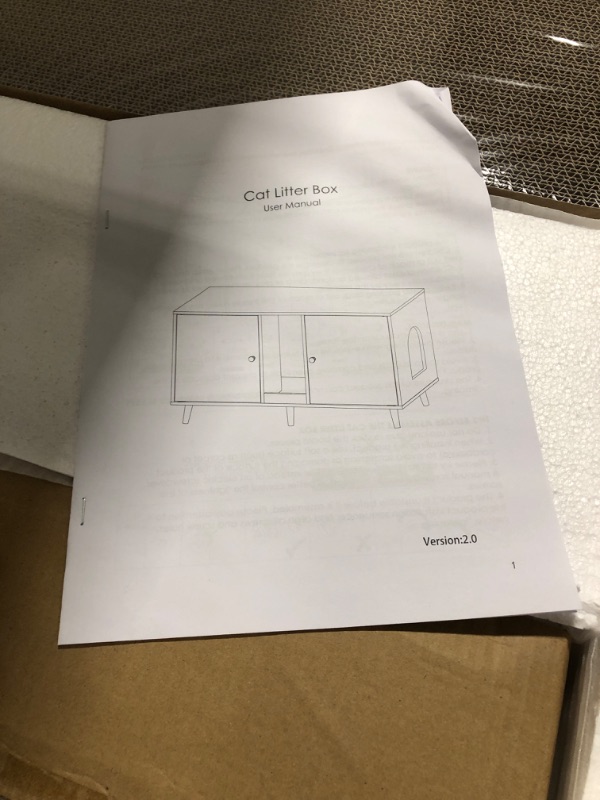 Photo 1 of ** MANUAL AND HARDWARE INCLUDED** JanflyHome Litter Box Enclosure for 2 Cats - 42.5" Double Hidden Cat Litter Box Cabinet with Scratching Pad Large Space Indoor Pet House Crate Furniture Modern, Wood
