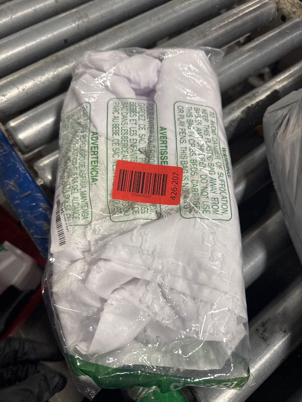 Photo 1 of ** USED** Dynamene Boho Farmhouse Shower Curtain, White Fabric Tufted Chevron Striped Textured Tassel Shower Curtains for Bathroom, Water Repellent, Minimalist Ruffled Cloth Shower Curtain Set with Hook, 72x72