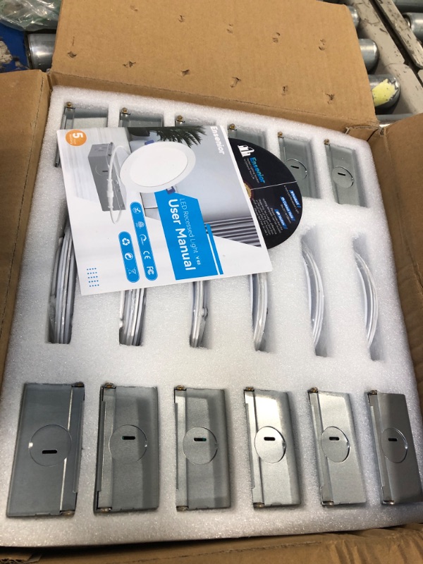 Photo 1 of ** brand new item** Ensenior 12 Pack 4 Inch LED Recessed Ceiling Light, Dimmable, 5000K Daylight, 750LM 9W 120V, High Brightness Canless Wafer Downlight - ETL&FCC&IC