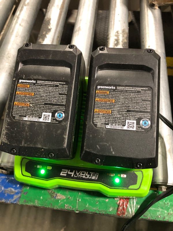 Photo 1 of ** VERY USED/ TESTED** Greenworks 48V (24V x 2) 17" Cordless (Push) Lawn Mower (125+ Compatible Tools), (2) 4.0Ah Batteries and Dual Port Rapid Charger Included
