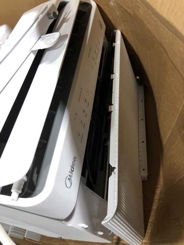 Photo 1 of ** VERY USED / TURN ON / MISSING CONTROL AND ACCESSORIES  ** Midea 8,000 BTU U Shaped Smart Inverter Window Air Conditioner - Cools 350 Sq Ft, Ultra Quiet with Open Window Flexibility - Alexa/Google Assistant Compatible - 37% Energy Savings, Remote (Updat
