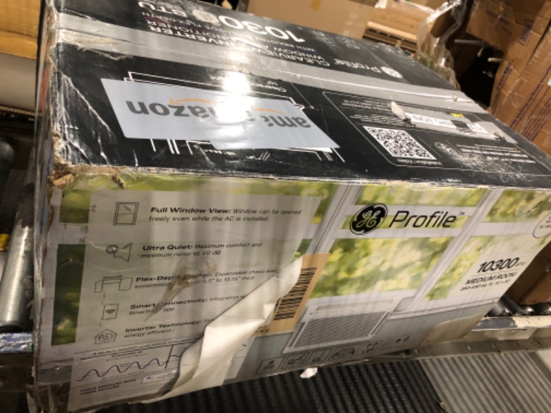 Photo 1 of ** USEDF/ TURN ON INCLUDES ACCESSORIES, CONTROL AND MANUAL ** GE Profile ClearView Inverter Window Air Conditioner Unit, 10,300 BTU, U-Shaped Adjustable Depth, Energy Efficient Cooling up to 450 sq ft., Ultra Quiet, SMART Home Capable, Includes Remote, Wh