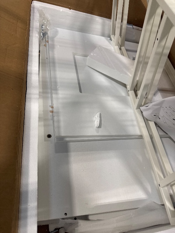 Photo 1 of ** USED** Feandrea Cat Litter Box Enclosure, Hidden Litter Box Furniture with 2 Storage Shelves, 2 Hooks, Spacious for Large Cats, Indoor Cat House, Snow White UPCL009W01