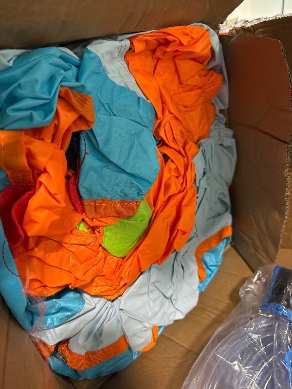 Photo 1 of ** USED/ BLOWER AND ACCESORIES INCLUDED** WELLFUNTIME Inflatable Water Double Slides Park, Bounce House with Arched Water Gun Spray, Jumping Castle with Air Blower