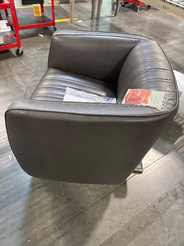 Photo 1 of ** BRAND NEW ITEM ** Armen Living Aries Leather Swivel Barrel Chair