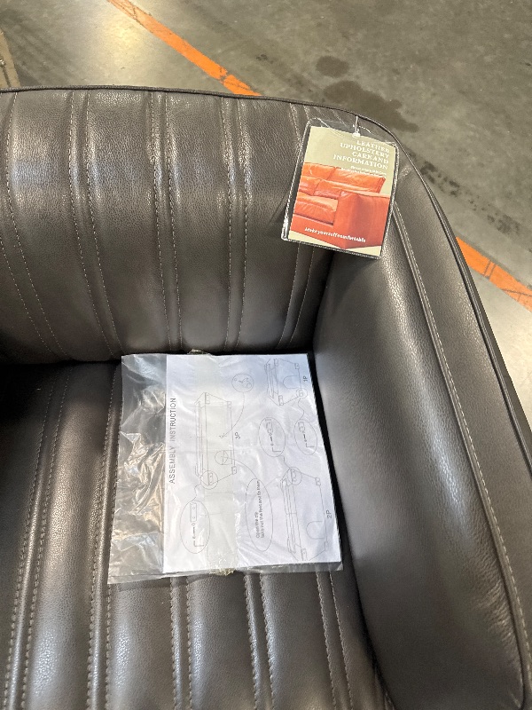 Photo 1 of ** BRAND NEW ITEM ** Armen Living Aries Leather Swivel Barrel Chair