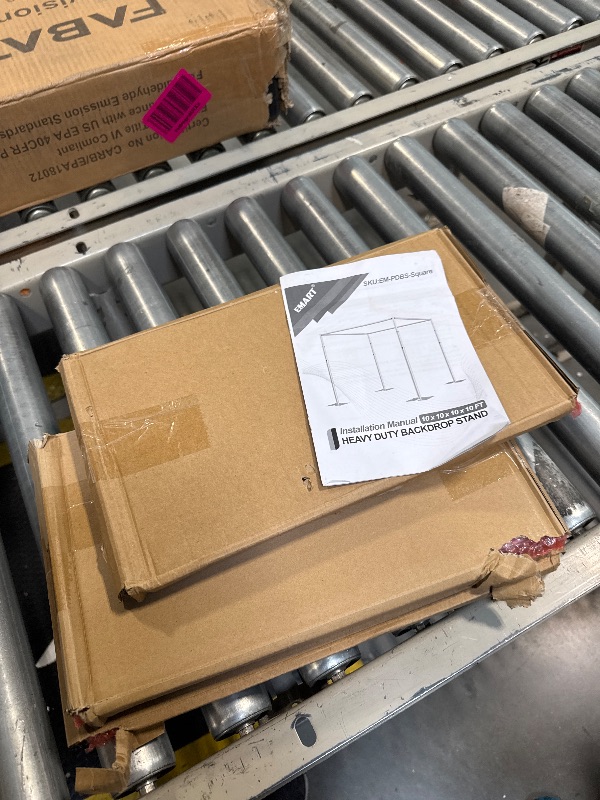 Photo 1 of ** USED ** EMART 10ft Square Backdrop Stand Heavy Duty, Pipe and Drape Photo Background Support Kit, Adjustable Metal Frame with Flat Base for Wedding Birthday Party Decorations