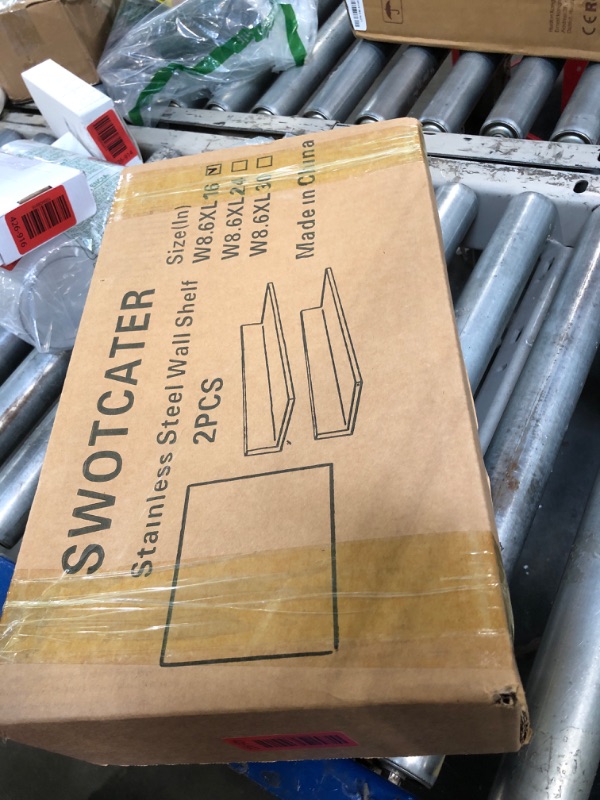 Photo 1 of *****ONLY ONE****** SWOTCATER Stainless Steel Wall Shelf 8.6"x16" 50LB, 2 Packs L-Shaped Commercial Wall Mount Floating Shelving for Kitchen, Restaurant, Home
