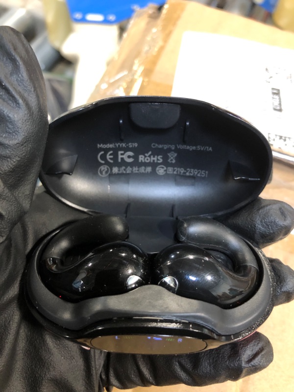 Photo 1 of ** USED * FUNCTIONAL** Boytond Ultra Ergonomic Clip-On Open Earbuds, Bone Conduction Over-The-Ear Headphones with Waterproof Design and Secure Fit for Small Ears, Obsidian Black