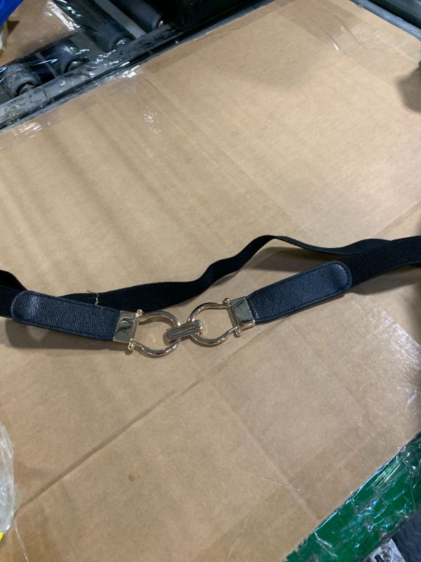 Photo 1 of ****ONLY THE BLACK****WHIPPY 2 Pack Skinny Elastic Belts for Women Thin Stretchy Waist Belt for Dresses with Gold Buckle, Black+Green, XL