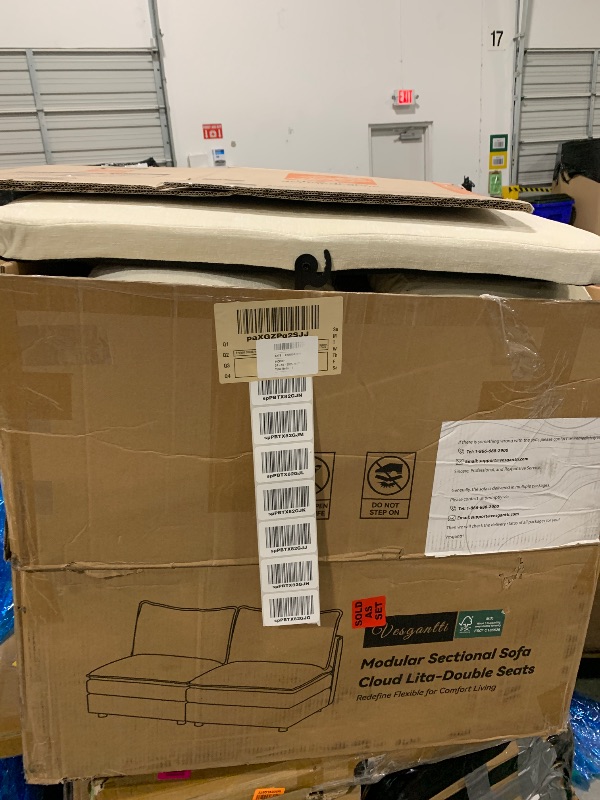 Photo 1 of ***2 BOXES***Vesgantti 108" Modular Sectional Sofa, Comfy Cloud Couch with Movable Ottoman Deep Seat Chenille L Shaped Modular Sofa, Sectional Couches for Living Room, Bedroom and Apartment, Beige