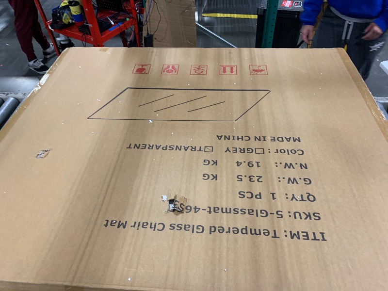 Photo 1 of [Tempered Glass] 46" x 55" Glass Chair Mat, Heavy Duty Hard Floor Mat with Round Corner and Polished Edge, Office Chair Mat for Carpet Office Home Hardwood Floor Desk