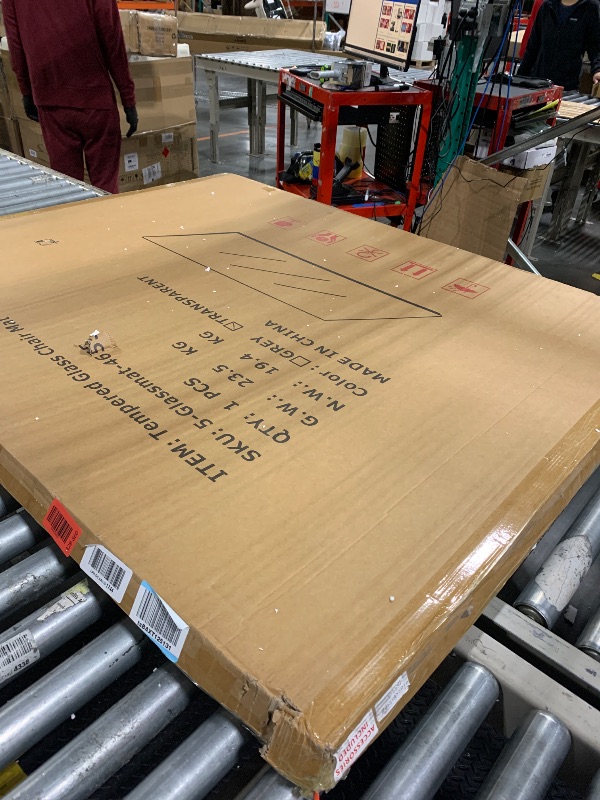 Photo 1 of [Tempered Glass] 46" x 55" Glass Chair Mat, Heavy Duty Hard Floor Mat with Round Corner and Polished Edge, Office Chair Mat for Carpet Office Home Hardwood Floor Desk