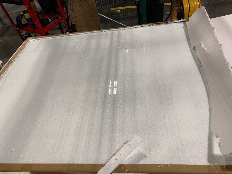 Photo 1 of [Tempered Glass] 46" x 55" Glass Chair Mat, Heavy Duty Hard Floor Mat with Round Corner and Polished Edge, Office Chair Mat for Carpet Office Home Hardwood Floor Desk