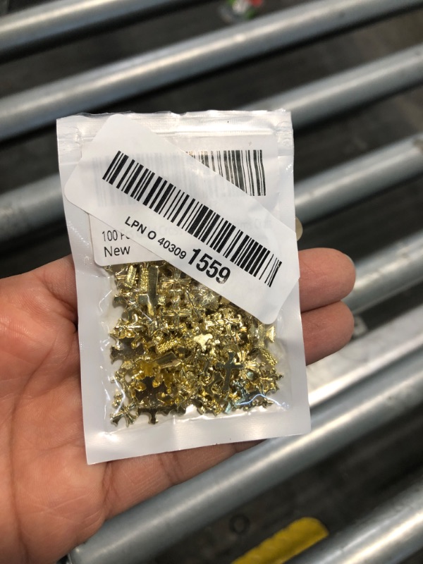 Photo 1 of 100 Pcs Gold Cross Nail Charms and Gems – 3D Gold Nail Charms Crosses, Made from Acrylic & Metal Alloy for Y2K DIY Designs – Durable and Easy-to-Apply Accessories for Creative Eye-Catching Manicures